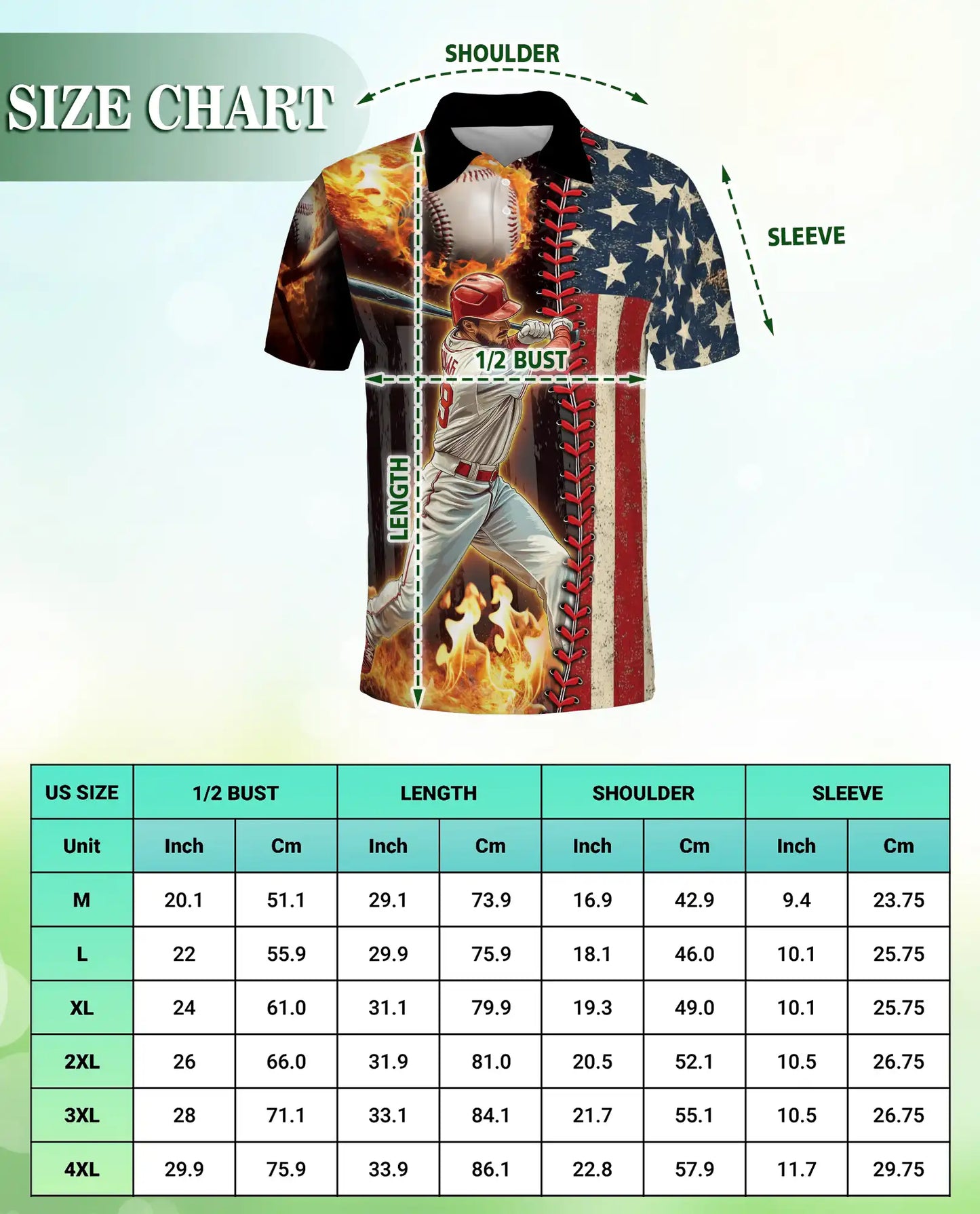 American Baseball Polo Shirt- Patriotic USA Flag Design | Azhobbyshop