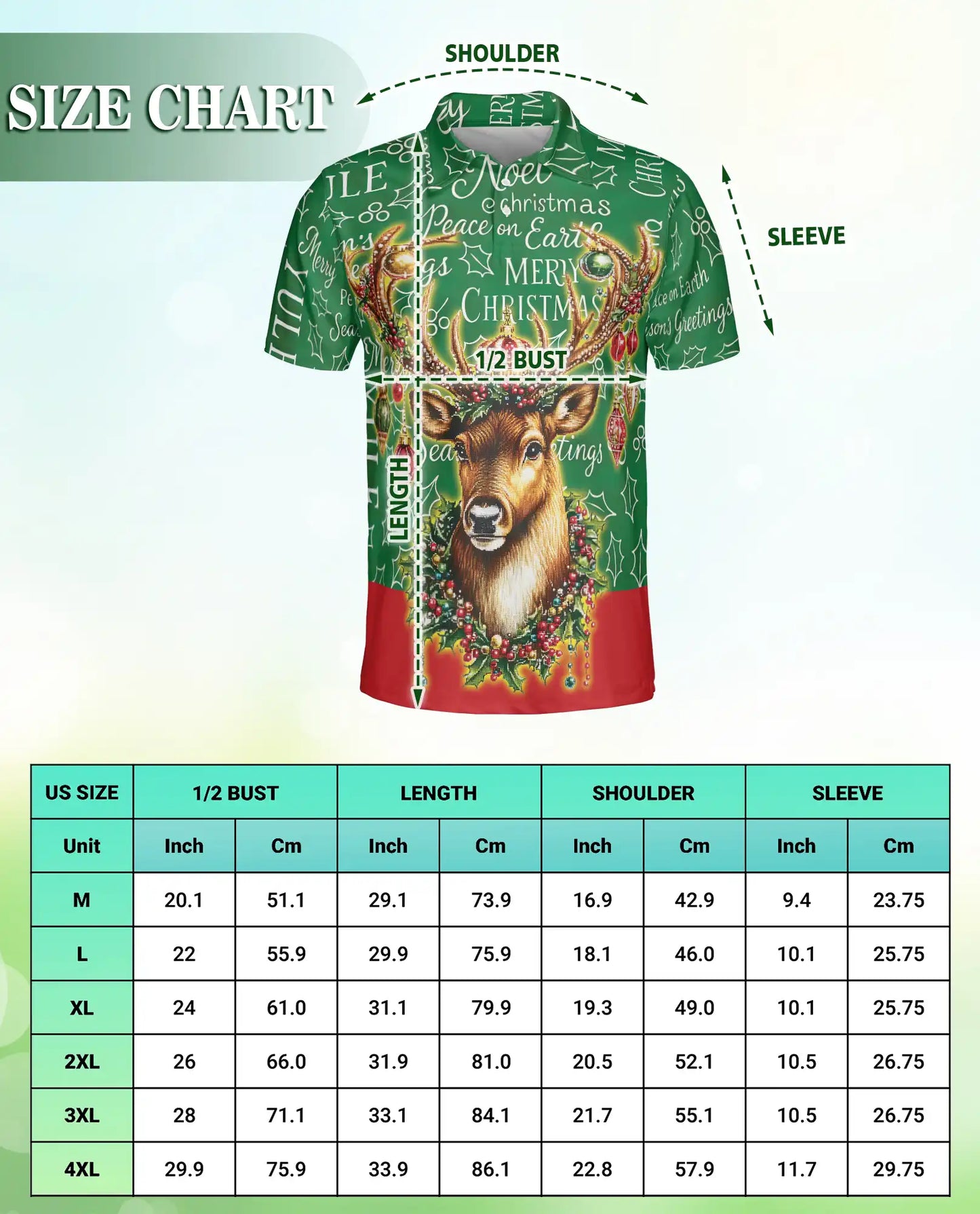 Christmas Reindeer 3D Polo Shirt for Men – Festive Deer Holiday Design | Azhobbyshop