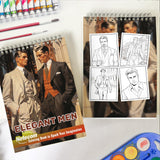 Elegant Men Spiral Bound Coloring Book, Experience the Allure of Sophistication with 30 Captivating Coloring Pages, Perfect for a Stylish and Refined Coloring Adventure