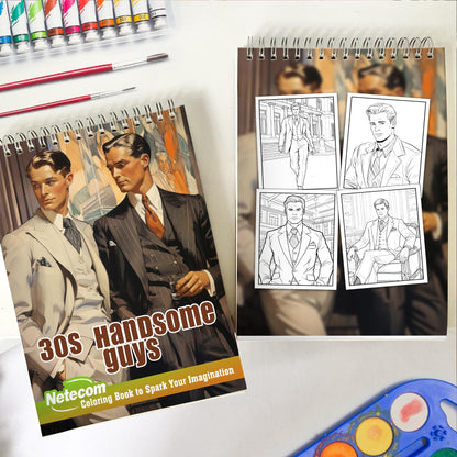 30s Handsome Guys Spiral Bound Coloring Book, Embrace the Allure of Classic Hollywood with 30 Handsome Guys Coloring Pages, Igniting Your Love for Iconic Men of the Past
