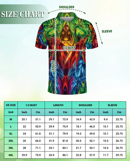Amazing Dragon 3D Polo Shirt for Men – Colorful Fantasy Mythical Art Style | Azhobbyshop