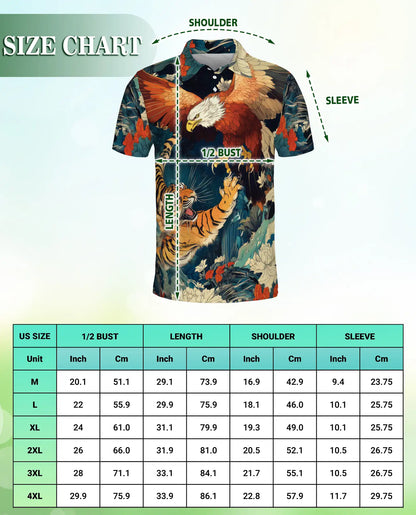 Tiger and Eagle Polo Shirt- Japanese Style Powerful Animal Design | Azhobbyshop