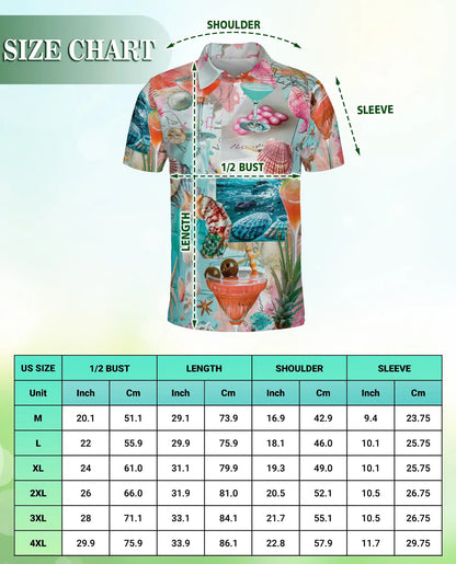 Cocktail Summer 3D Polo Shirt for Men – Tropical Beach Party Style | Azhobbyshop