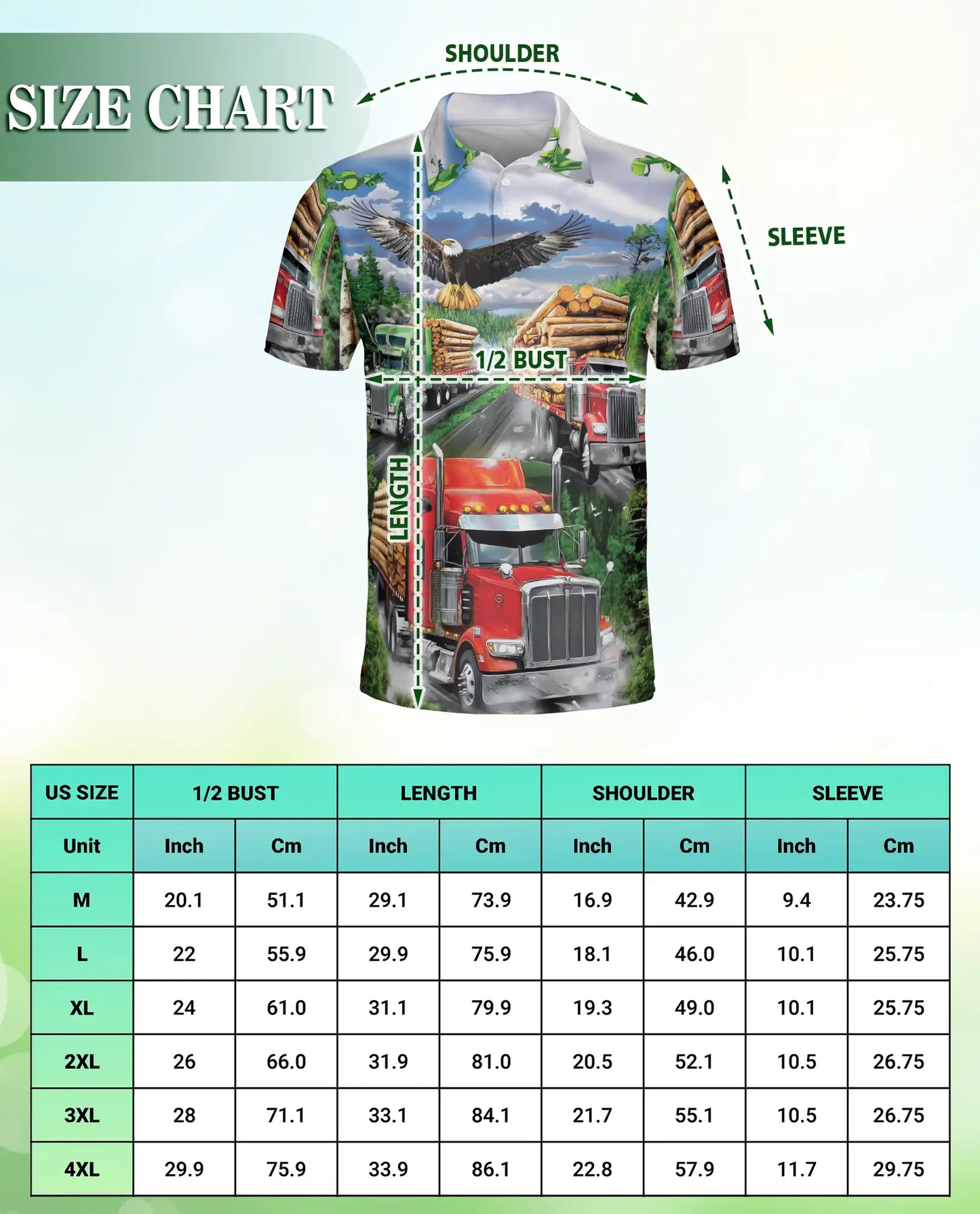 Logging Truck 3D Polo Shirt for Men – Trucker Lumberjack Outdoor Style | Azhobbyshop