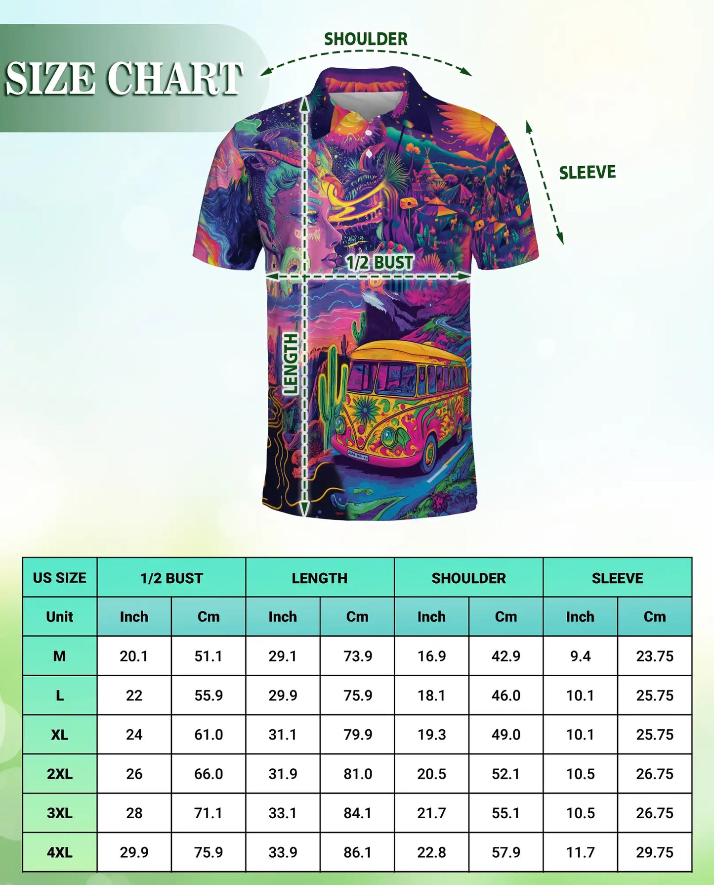 Camping Hippie Psychedelic Van Polo Shirt | Azhobbyshop