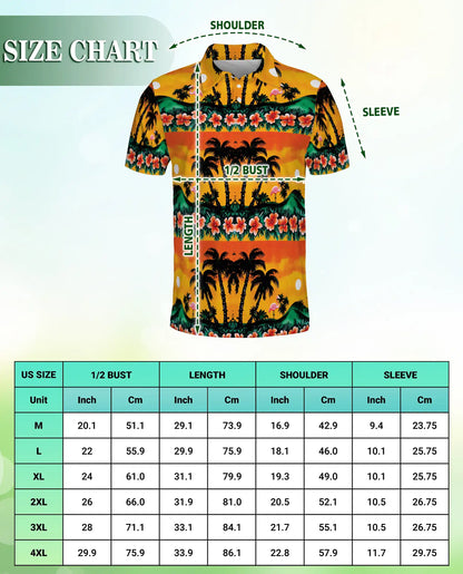 Tropical Sunset Flamingo 3D Polo Shirt for Men – Palm Tree Island Print | Azhobbyshop
