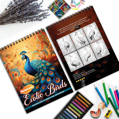 Exotic Birds Spiral Bound Coloring Book, Vibrant Exotic Birds for a Colorful and Tranquil Art Experience, Perfect for Bird Lovers and Nature Enthusiasts