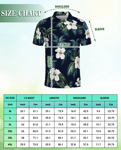 Hibiscus Hawaiian 3D Polo Shirt for Men – Tropical Floral Summer Style | Azhobbyshop