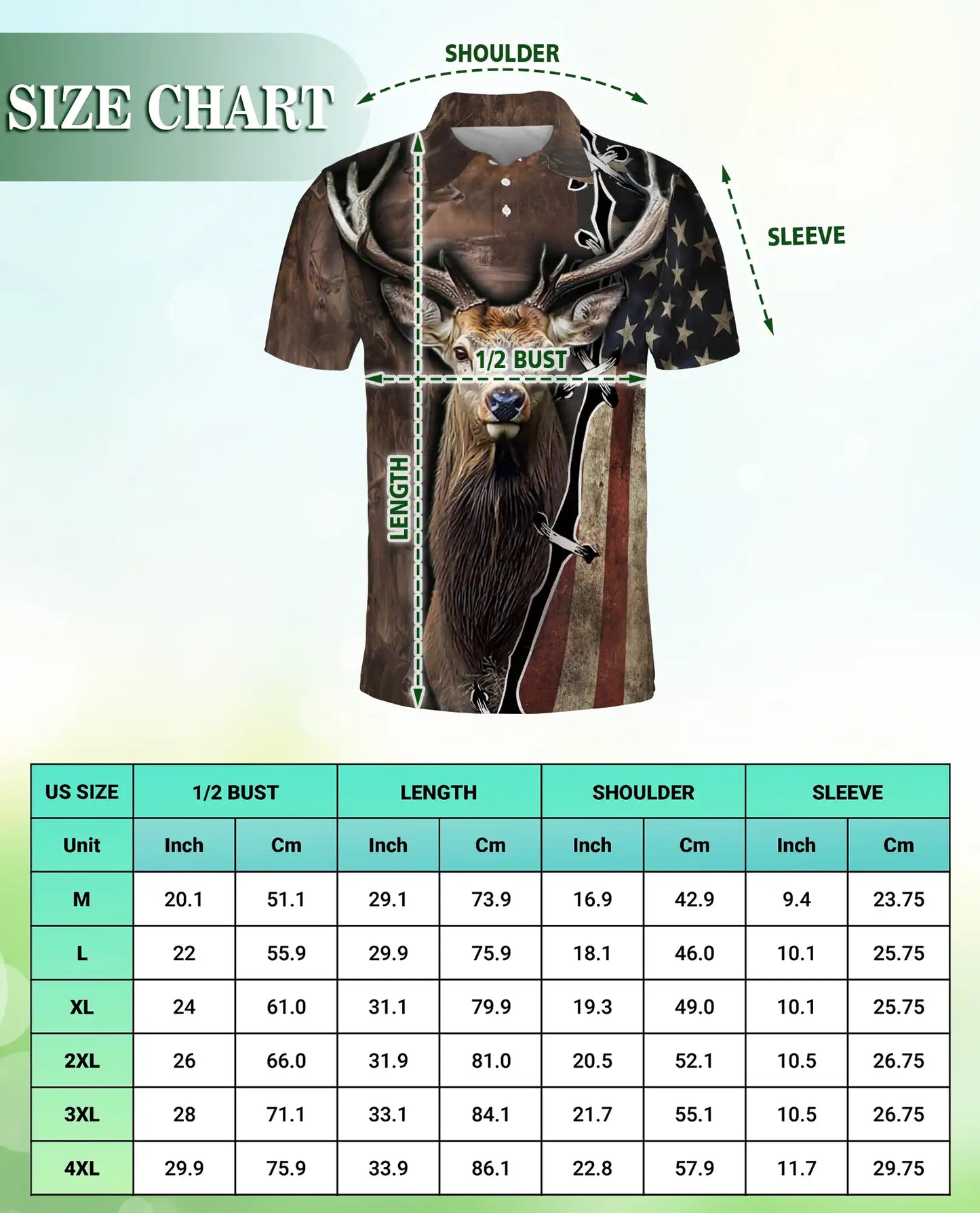 Deer Hunting Polo Shirt- American Flag Hunter Outdoor Style | Azhobbyshop