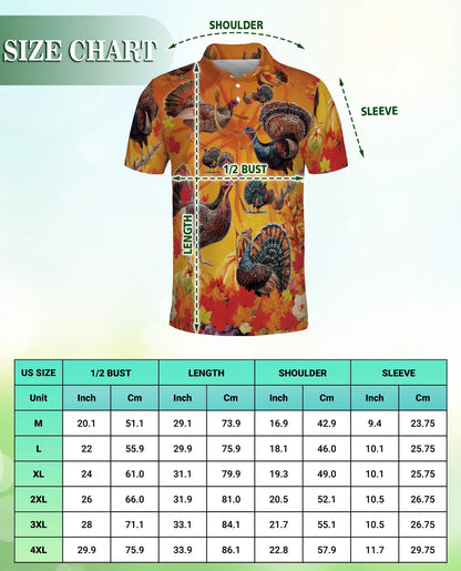 Turkey Thanksgiving Polo Shirt – Fall Harvest Autumn 3D Graphic | Azhobbyshop