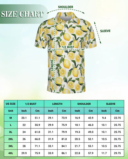 Lemon Fresh 3D Polo Shirt for Men – Citrus Fruit Summer Print | Azhobbyshop