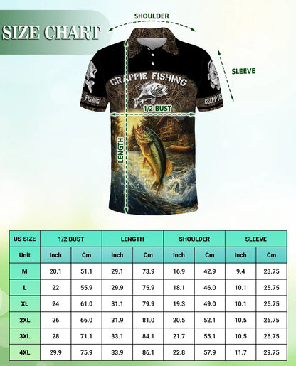 Crappie Fishing 3D Polo Shirt for Men – Lake Cabin Angler Gift | Azhobbyshop