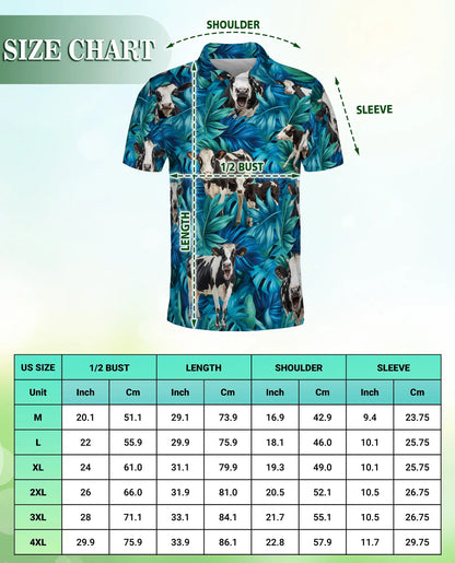 Cow Tropical 3D Polo Shirt for Men – Funny Farm Animal Hawaiian Style | Azhobbyshop