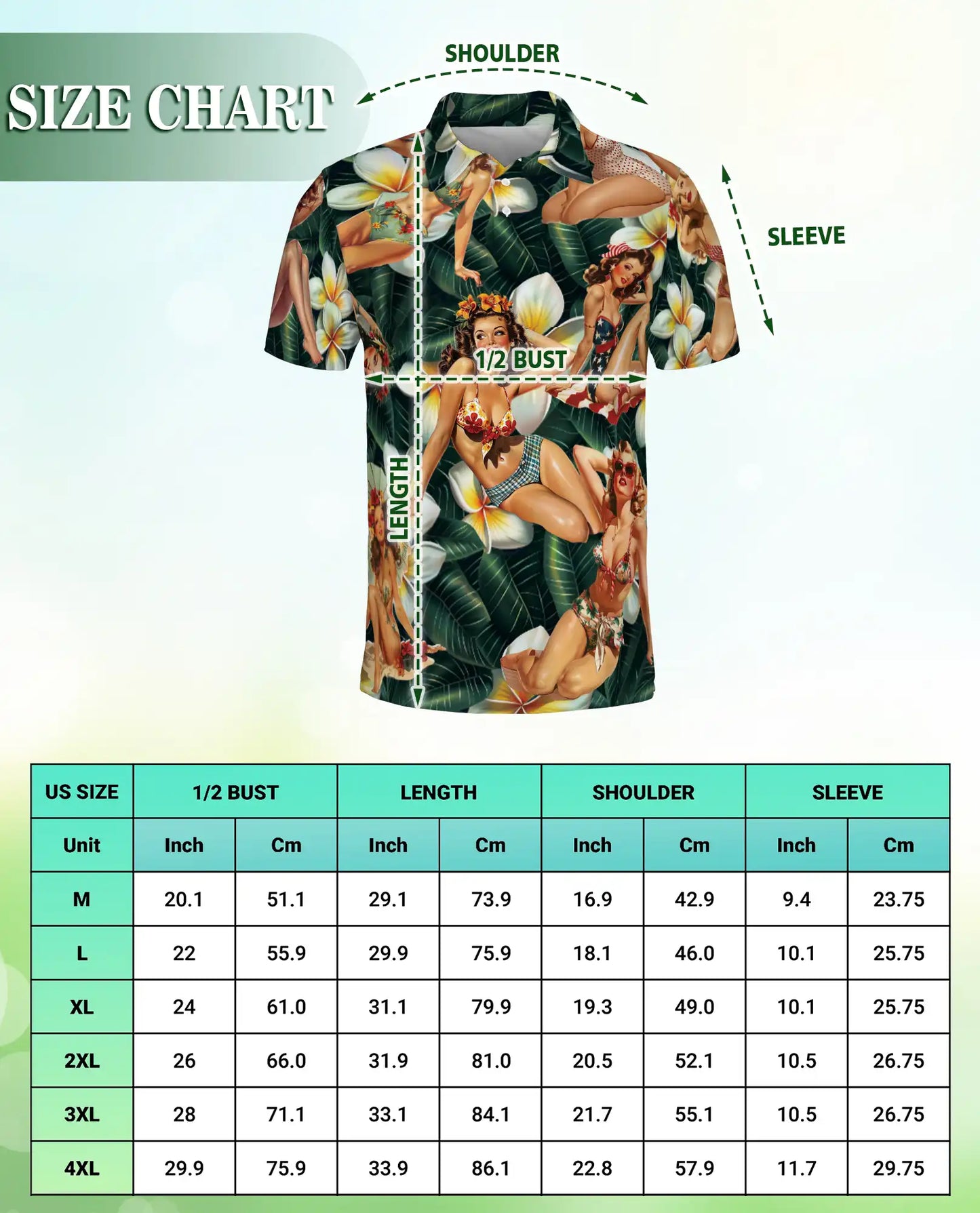 Vintage Pin Up Girl Hawaiian Polo Shirt- Retro Beach Style | Azhobbyshop