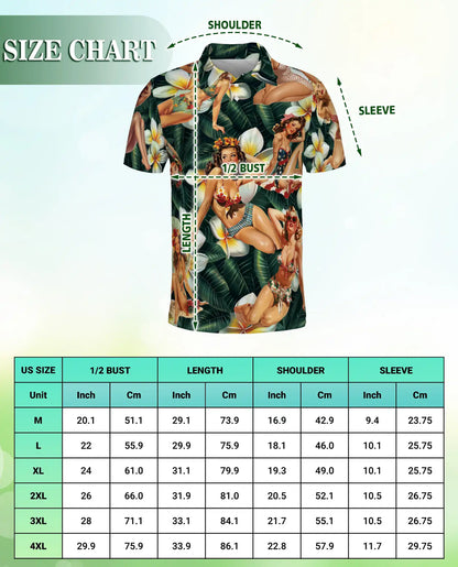 Vintage Pin Up Girl Hawaiian Polo Shirt- Retro Beach Style | Azhobbyshop
