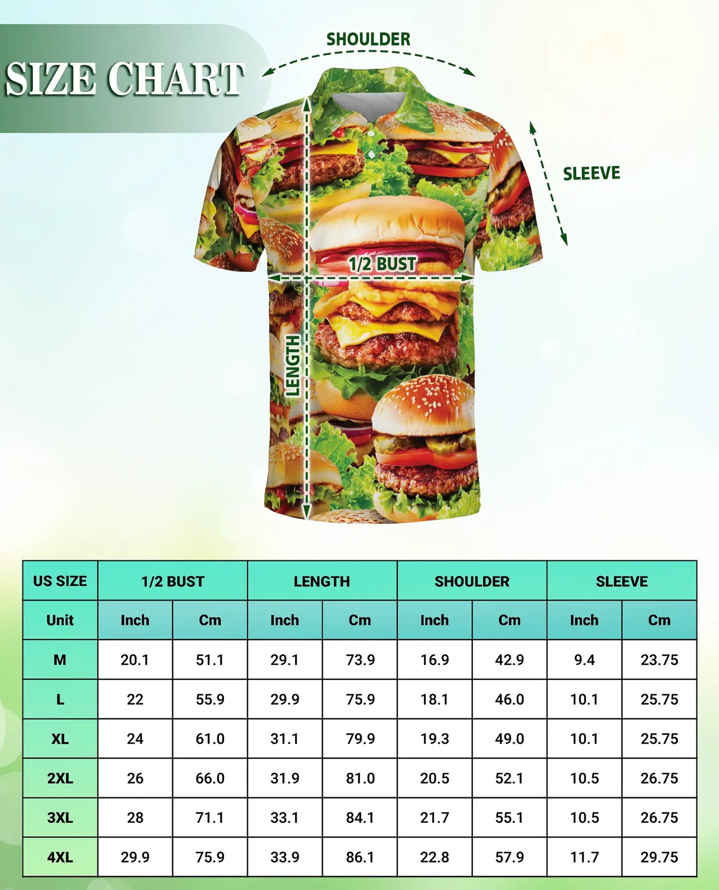 Burger 3D Polo Shirt for Men – Funny Fast Food Style | Azhobbyshop