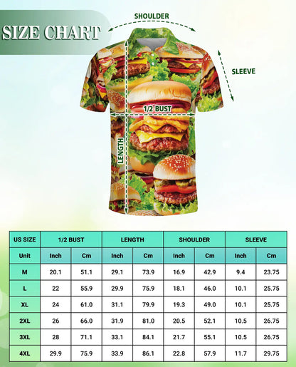 Burger 3D Polo Shirt for Men – Funny Fast Food Style | Azhobbyshop