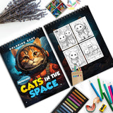 Cats In The Space Spiral Bound Coloring Book, Whimsical Cats in Outer Space Adventures, Ideal for Cat Lovers and Fans of Cosmic Fun