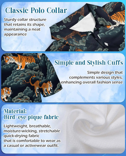 Tiger Hawaiian Polo Shirt – Japanese Style Tiger Forest Pattern Shirt | Azhobbyshop