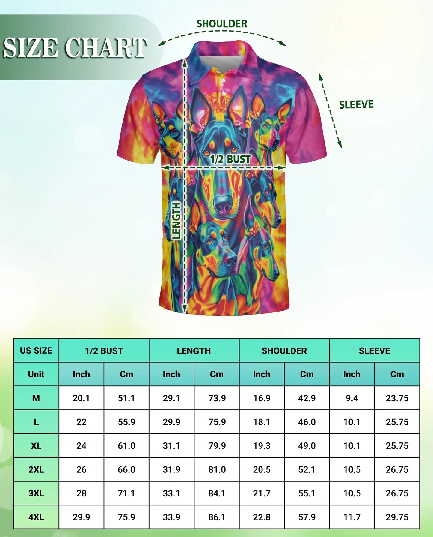 Doberman 3D Polo Shirt for Men – Colorful Psychedelic Dog Lover Style | Azhobbyshop