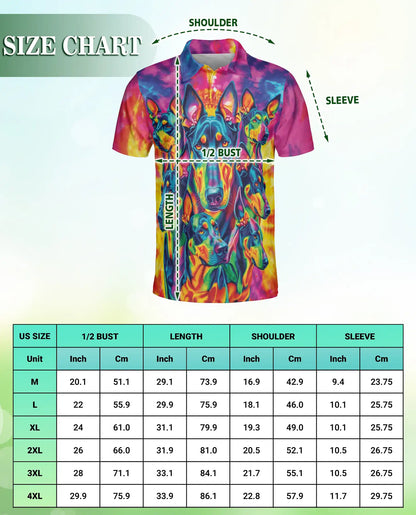 Doberman 3D Polo Shirt for Men – Colorful Psychedelic Dog Lover Style | Azhobbyshop