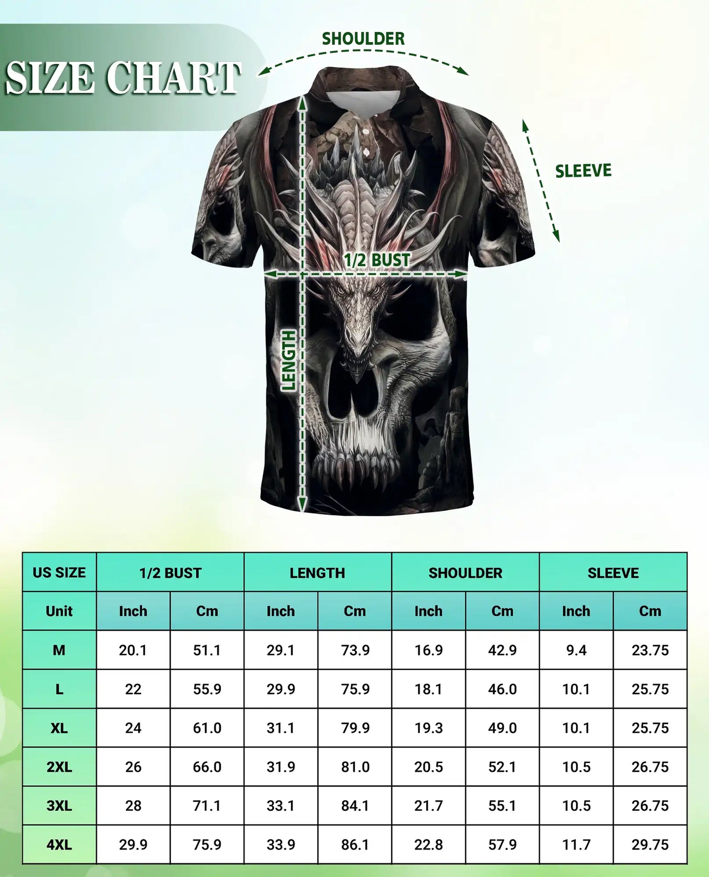 Dragon Skull Polo Shirt – Dark Fantasy Gothic Dragon Design | Azhobbyshop