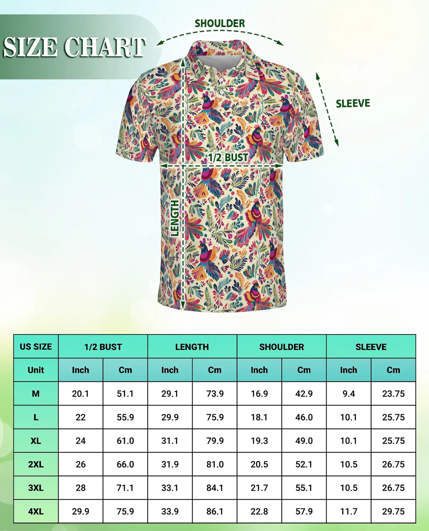 Colorful Bird Floral 3D Polo Shirt for Men – Vibrant Nature Pattern | Azhobbyshop
