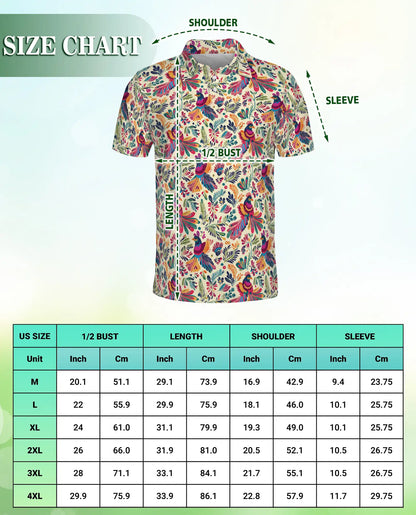 Colorful Bird Floral 3D Polo Shirt for Men – Vibrant Nature Pattern | Azhobbyshop