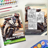 Racing Motorcycle Spiral Bound Coloring Book, Indulge in 30 Whimsical Coloring Pages, Featuring Speedy Racing Motorcycles with Striking Designs