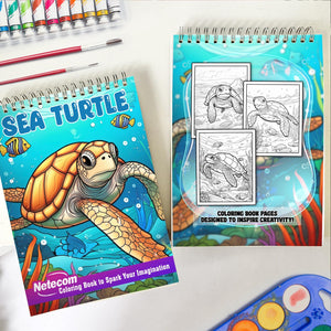 Sea Turtle Spiral Bound Coloring Book, Dive into 30 Calming Coloring Pages, Immersing Yourself in the Tranquil World of Sea Turtles and the Melodies of the Sea