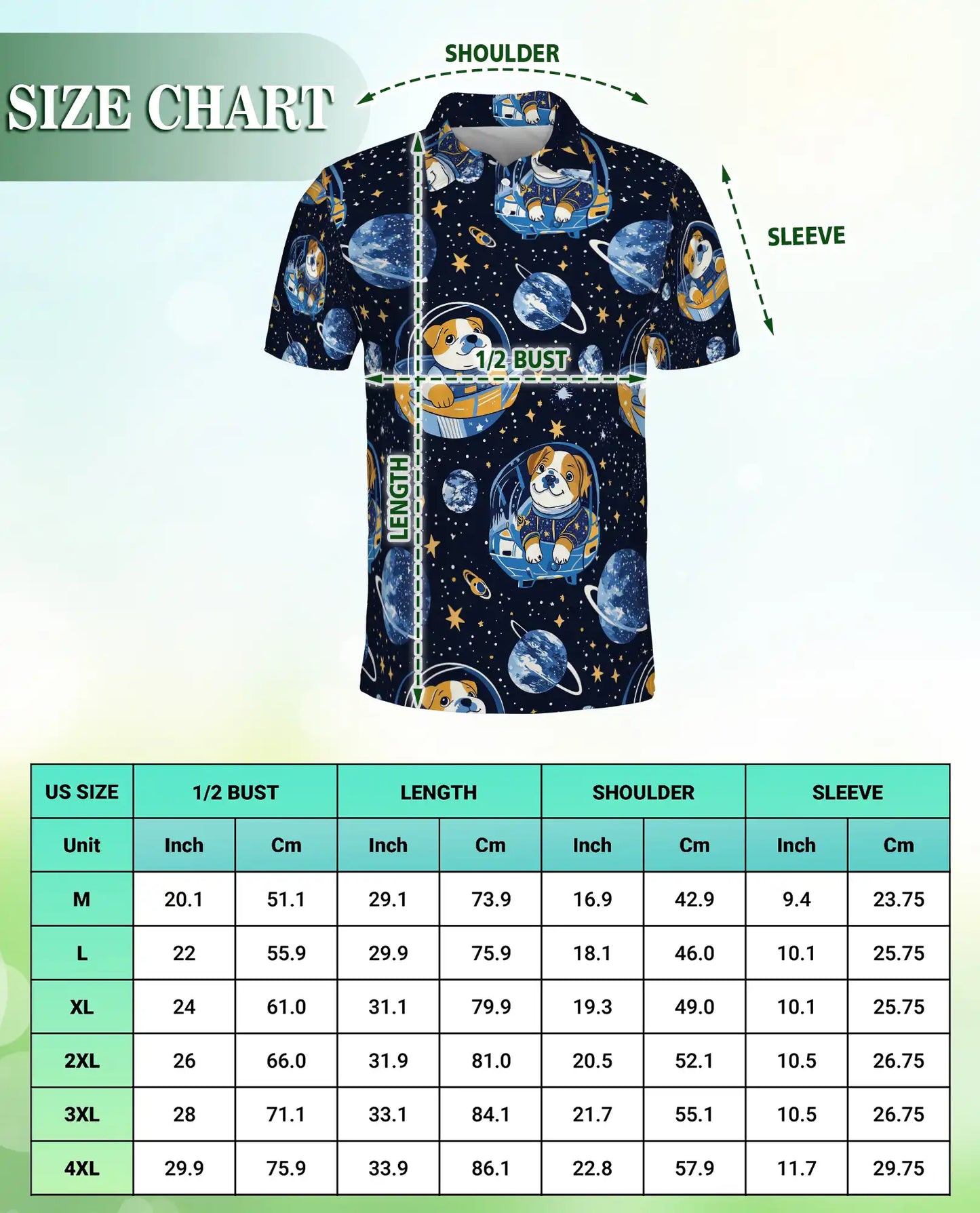 Space Dog 3D Polo Shirt for Men – Cute Astronaut Puppy Galaxy Style | Azhobbyshop