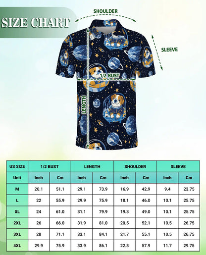 Space Dog 3D Polo Shirt for Men – Cute Astronaut Puppy Galaxy Style | Azhobbyshop