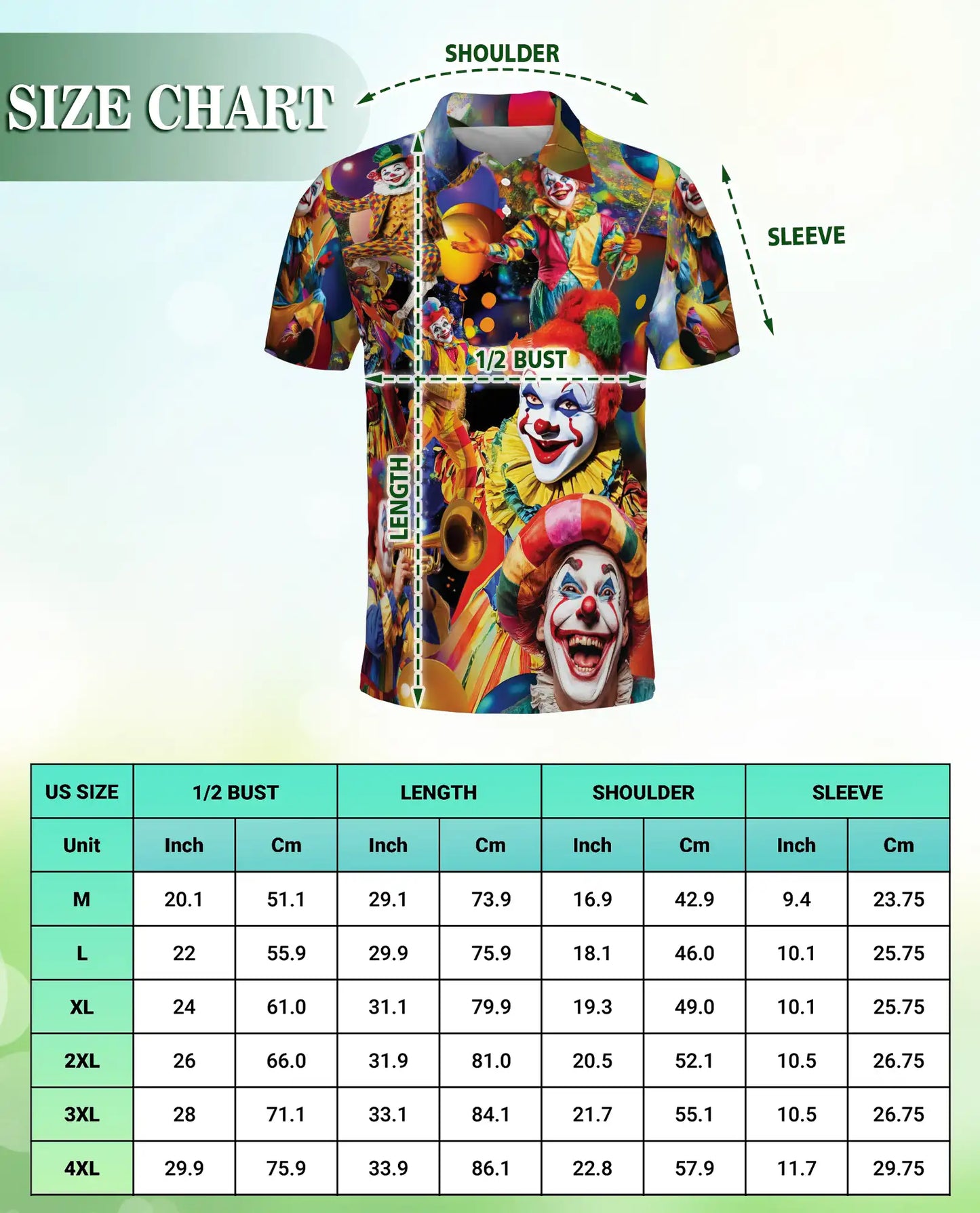 Clown Carnival 3D Polo Shirt for Men – Colorful Circus & Party Print | Azhobbyshop