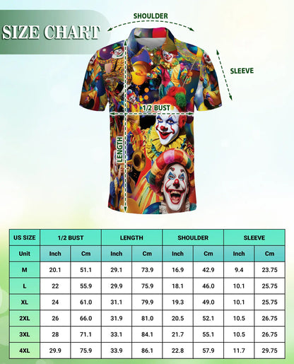 Clown Carnival 3D Polo Shirt for Men – Colorful Circus & Party Print | Azhobbyshop