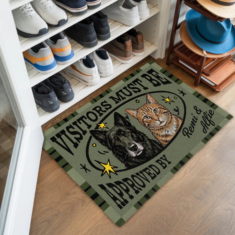 Personalized Vintage Pet Doormat – Custom Dog & Cat Portrait Mat
