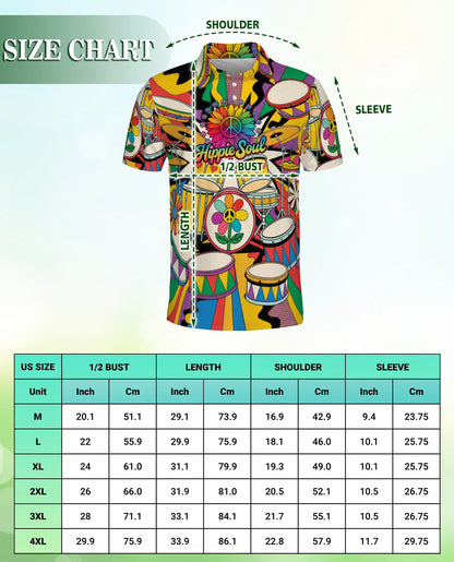 Love Drums Polo Shirt- Hippie Soul Music Festival Style | Azhobbyshop