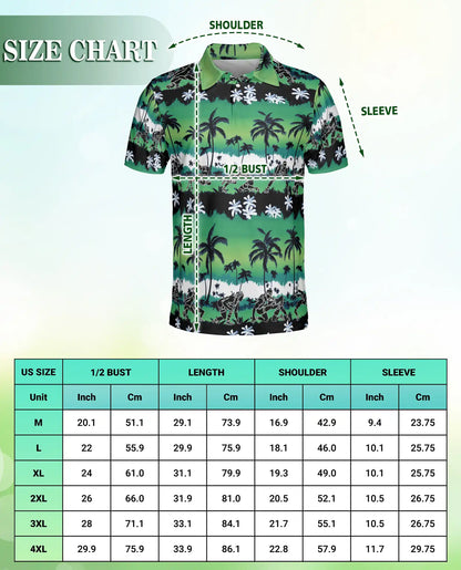Wrestling Hawaiian 3D Polo Shirt for Men – Green Tropical Beach Style | Azhobbyshop