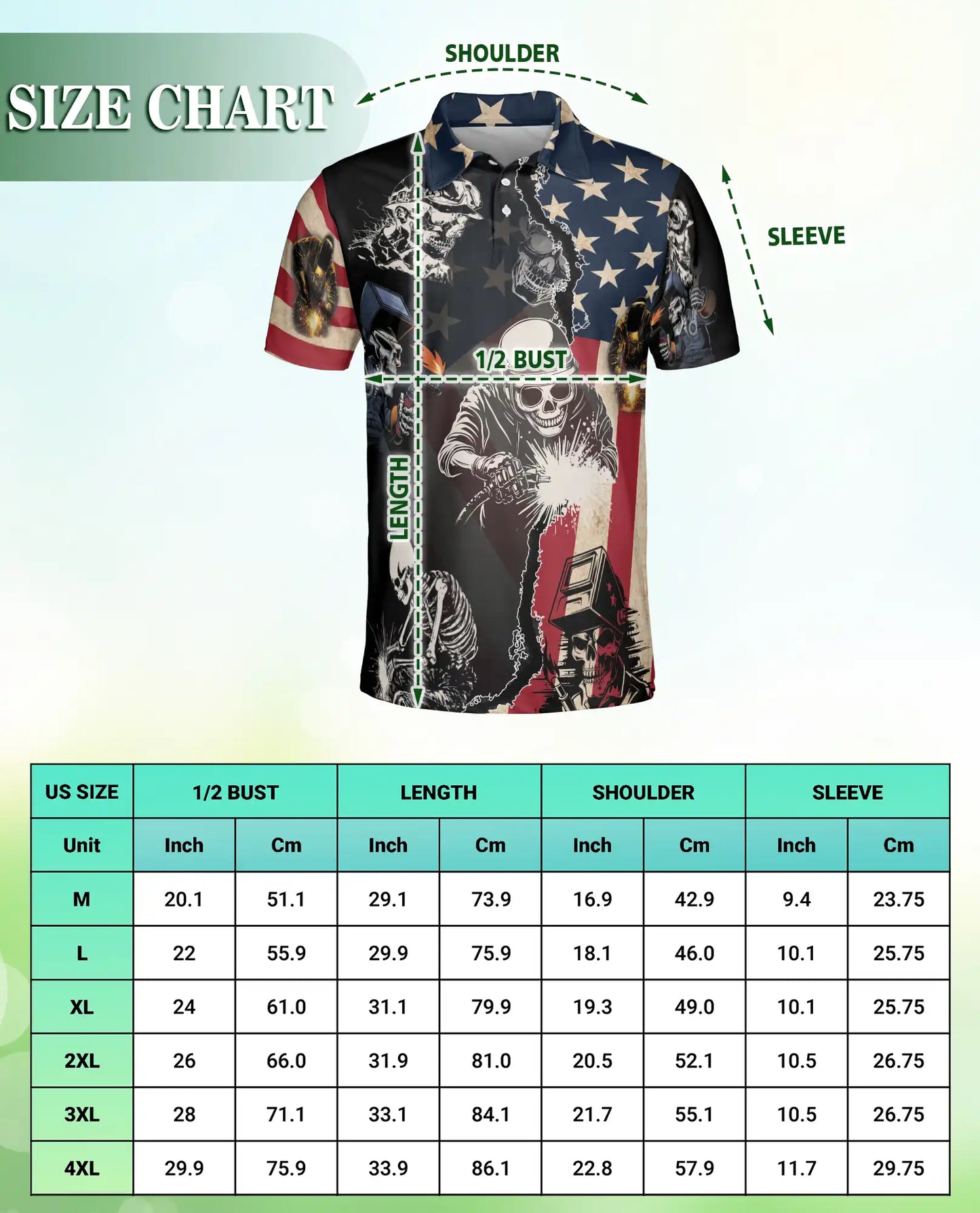 Welder Skull USA Flag 3D Polo Shirt for Men – American Welding Patriotic Style | Azhobbyshop