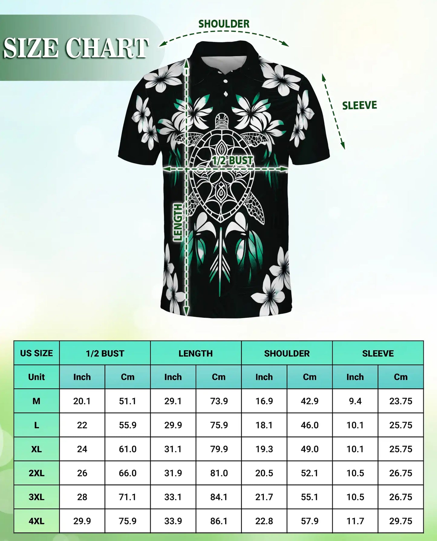 Sea Turtle Polo Shirt- Hawaiian Floral Tropical Beach Style | Azhobbyshop
