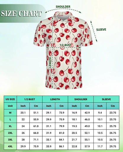 Cherry Pattern 3D Polo Shirt for Men – Cute Fruit Print Summer Style | Azhobbyshop