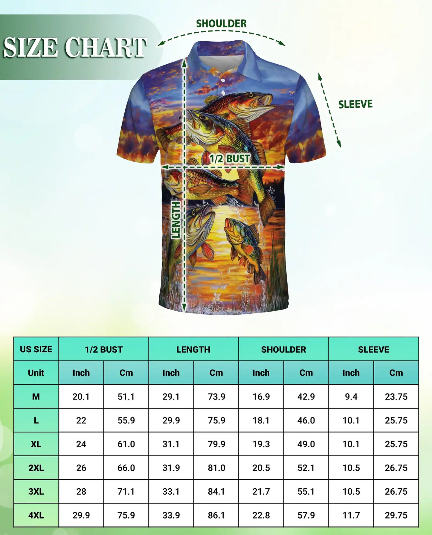 Bass Fishing Sunset 3D Polo Shirt for Men – Lake Fishing Art Print | Azhobbyshop