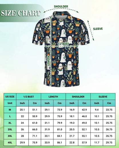 Cute Ghost Plant Polo Shirt for Men – Funny Halloween Garden Style | Azhobbyshop