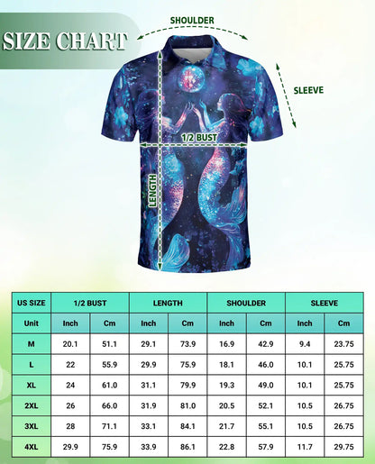 Galaxy Mermaid 3D Polo Shirt for Men – Fantasy Ocean Night Sky Design | Azhobbyshop