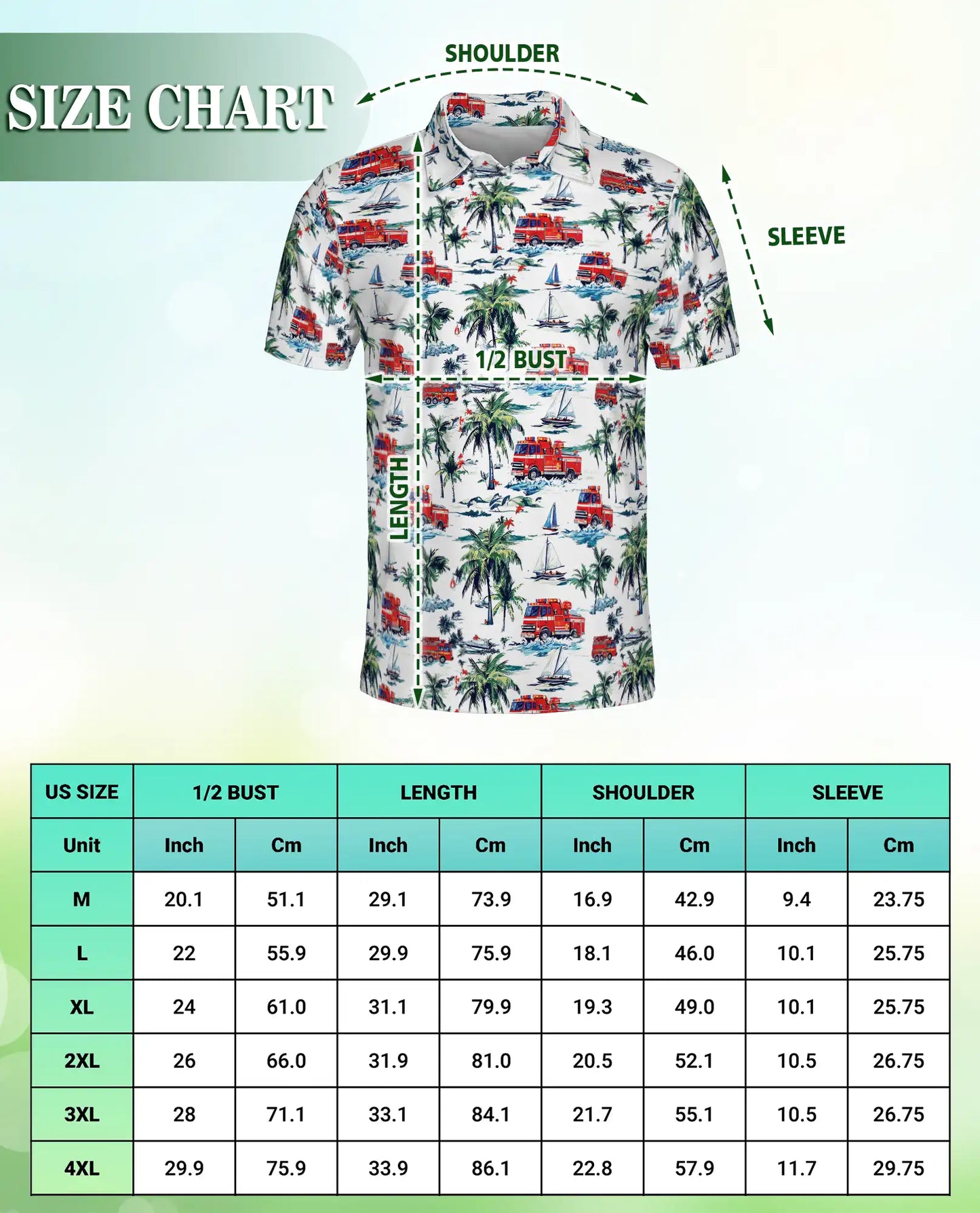 Fire Truck Friend Tropical Beach Polo Shirt | Azhobbyshop