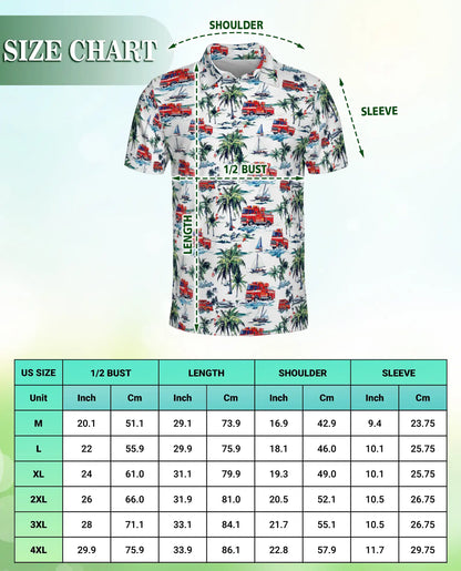 Fire Truck Friend Tropical Beach Polo Shirt | Azhobbyshop