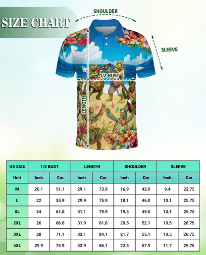 Funny Turtle Band 3D Polo Shirt for Men – Tropical Beach Party Style | Azhobbyshop