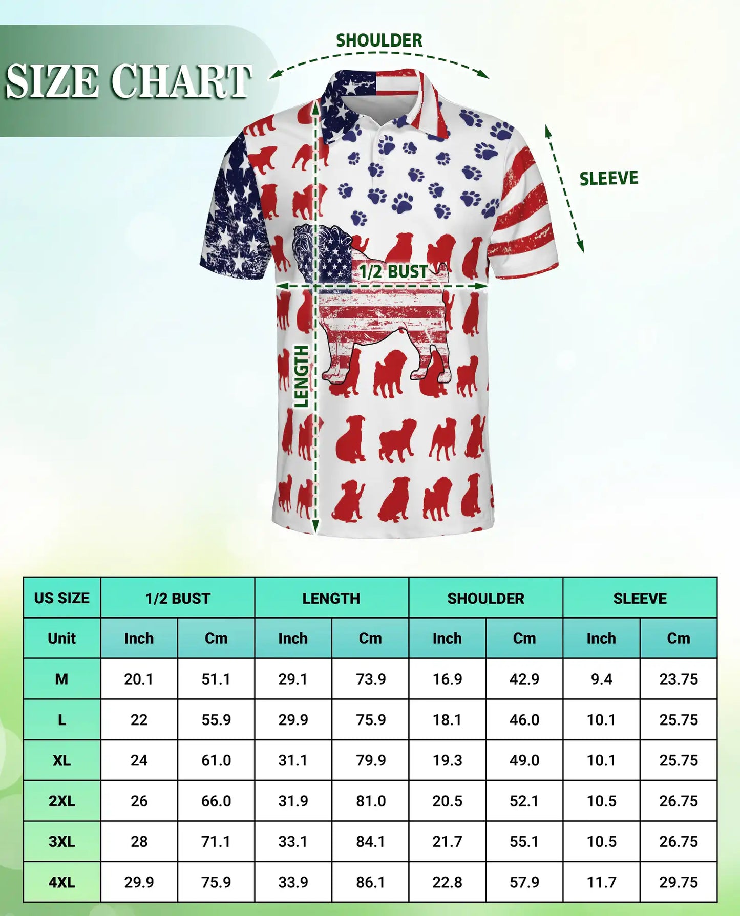 Pug American Flag Patriotic Polo Shirt | Azhobbyshop