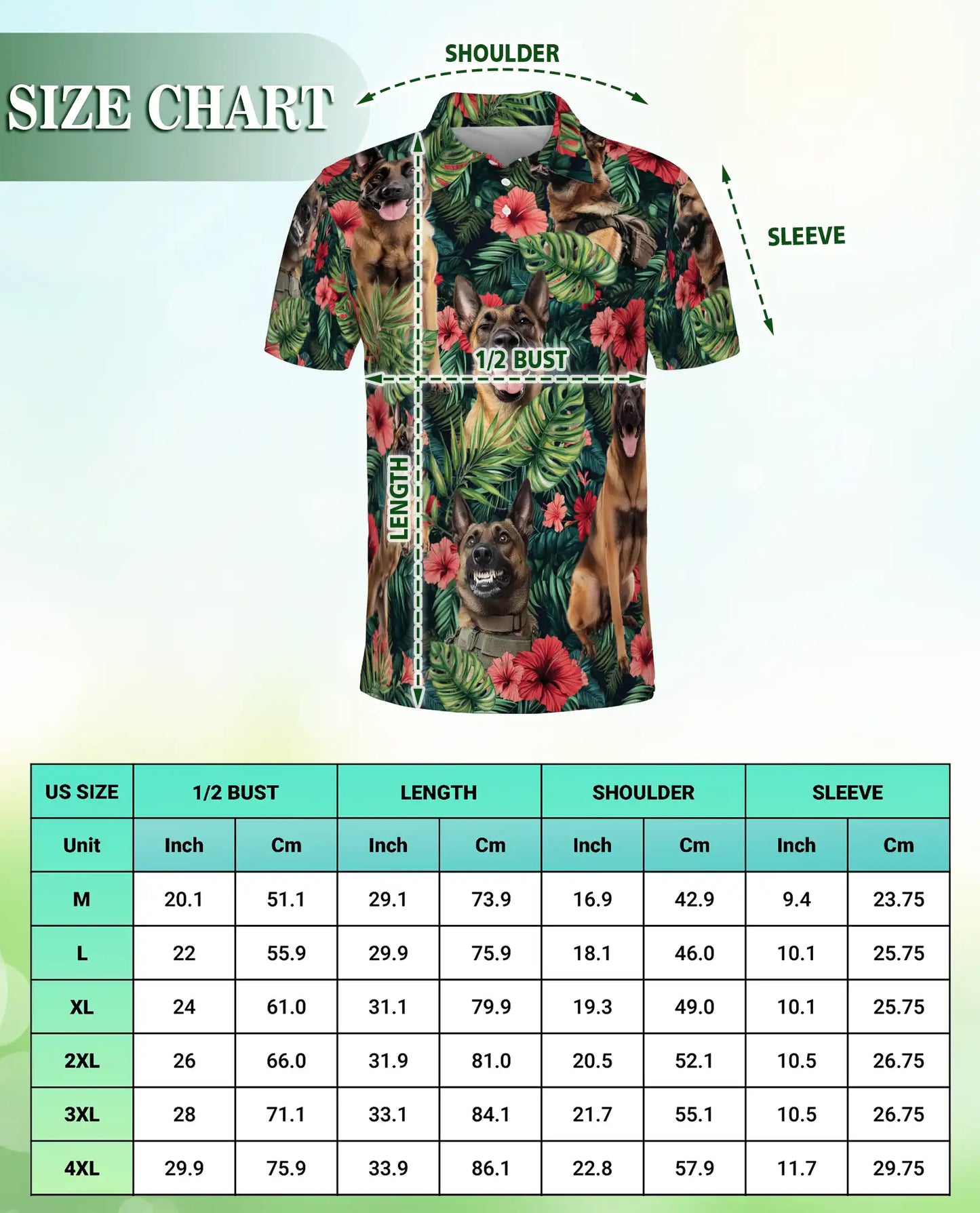 Belgian Malinois Tropical Polo Shirt – Military Dog Hawaiian Floral Style | Azhobbyshop