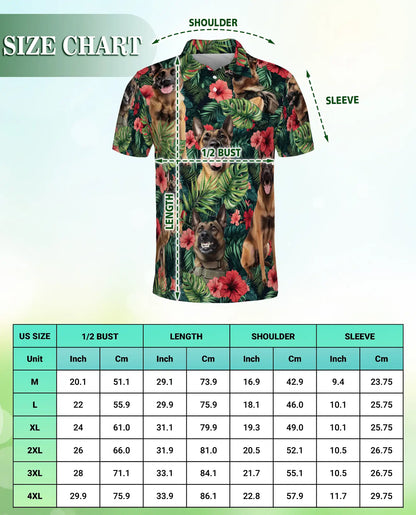 Belgian Malinois Tropical Polo Shirt – Military Dog Hawaiian Floral Style | Azhobbyshop