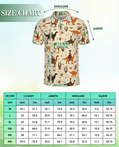 Cowboy Riding Dinosaur 3D Polo Shirt for Men – Western Dino Style | Azhobbyshop